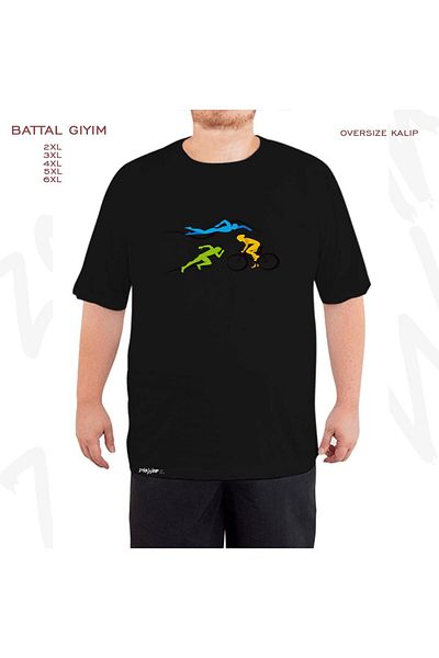 ZOKAWEAR Μαύρο μπλουζάκι Oversize Triathlon Printed Battal (Bol) Mold