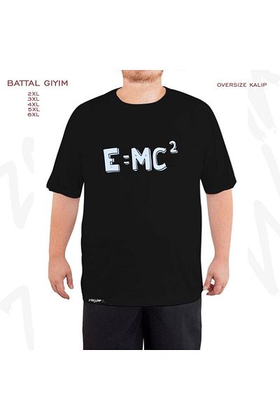 ZOKAWEAR Oversize Einstein E Mc2 Printed Oversize (Bol) Μαύρο T-Shirt