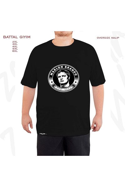 ZOKAWEAR Υπερμεγέθη Μαύρο T-Shirt με στάμπα Marlon Brando
