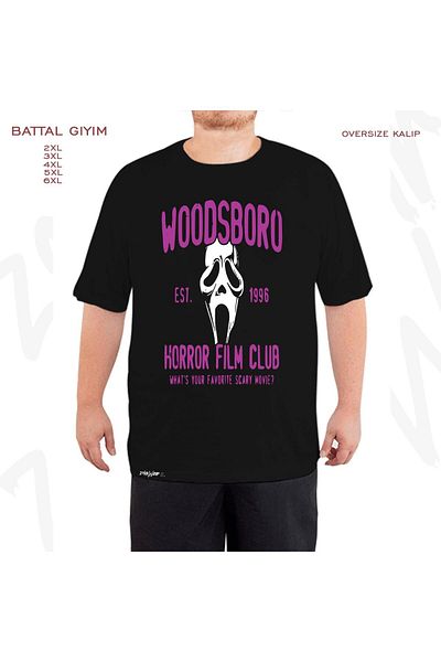 ZOKAWEAR Μαύρο μπλουζάκι Oversize Scream Horror Movie Club με στάμπα μεγάλου μεγέθους
