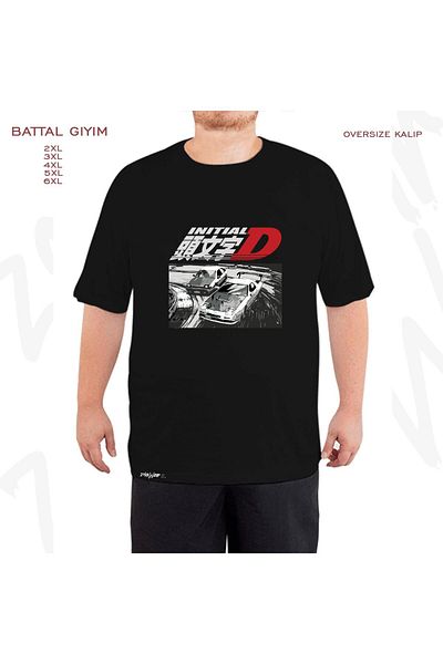 ZOKAWEAR Initial D Drift Racing Tandems Printed Black Oversize T-shirt