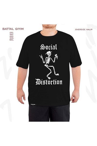 ZOKAWEAR Μαύρο μπλουζάκι Oversize Social Distortion Printed Battal (Bol) Fit