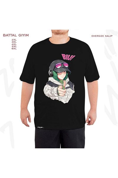 ZOKAWEAR Oversize Rainbow Six Siege Printed Battal (Bol) Mold Μαύρο T-Shirt