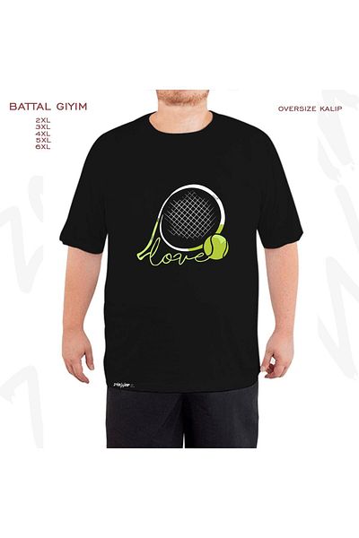 ZOKAWEAR Μαύρο μπλουζάκι με στάμπα μεγάλου μεγέθους τένις Love The Ball