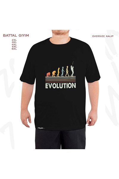 ZOKAWEAR Μαύρο μπλουζάκι Oversize Fisherman Evolution Evolution με στάμπα μεγάλου μεγέθους (Bol)