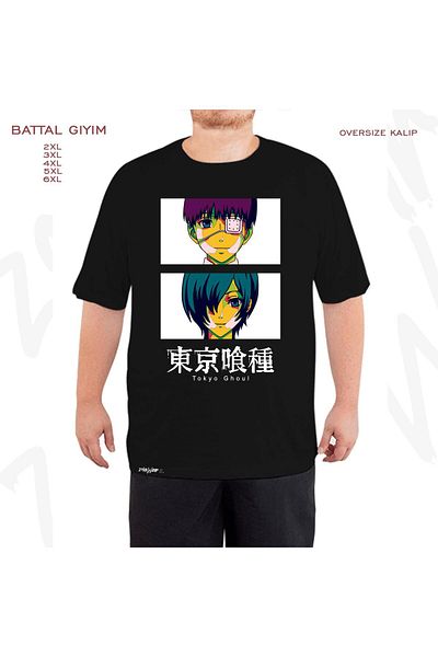 ZOKAWEAR Oversize Tokyo Ghoul Kaneki 3 Printed King (Bol) Mold Μαύρο T-Shirt