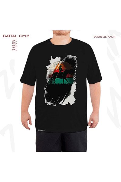 ZOKAWEAR Μαύρο μπλουζάκι Oversize Riding Riding Vip Printed Battal (Bol) Mold