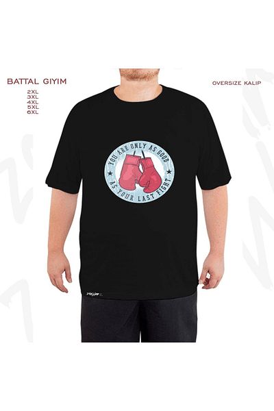ZOKAWEAR Mănuși sport supradimensionate de box Boxer Ring Printed Battal (Bol) Mold Tricou negru