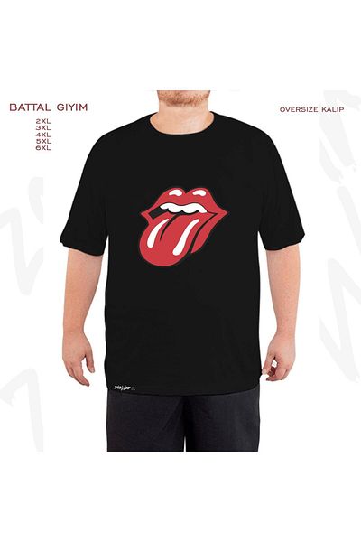 ZOKAWEAR Μαύρο μπλουζάκι Oversize The Rolling Stones x2 με στάμπα μεγάλου μεγέθους (Bol)
