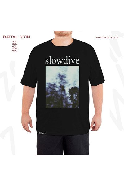 ZOKAWEAR Oversize Slovvdive Fanart Printed Battal (Bol) Μαύρο T-Shirt