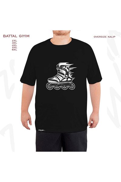 ZOKAWEAR Μαύρο μπλουζάκι Oversize Skate v4 με στάμπα μεγάλου μεγέθους (Bol)