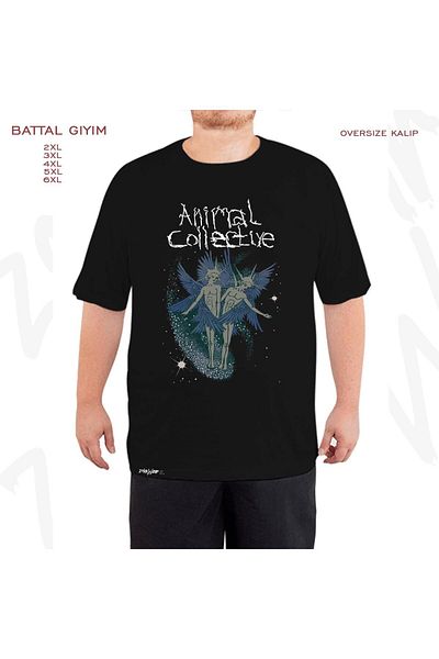 ZOKAWEAR Μαύρο μπλουζάκι Oversize Animal Collective Printed Battal (Bol) Mold