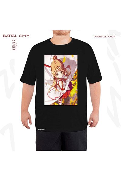 ZOKAWEAR Oversize Sword Art Online Μαύρο μπλουζάκι Yuuki Asuna με στάμπα μεγάλου μεγέθους