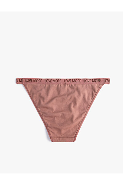 Koton Βραζιλιάνικο εσώρουχο σλόγκαν με ραβδώσεις από βαμβάκι