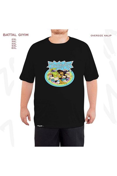 ZOKAWEAR Tricou negru supradimensionat cu imprimeu retro Rugrats Arclı