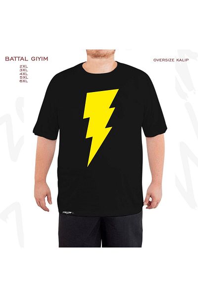 ZOKAWEAR Oversize The Flash Lighting Printed Battal (Bol) Mold Μαύρο T-Shirt