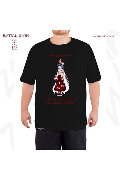 ZOKAWEAR Υπερμεγέθη Existential Mokou Printed Battal (Bol) Mold Μαύρο T-Shirt