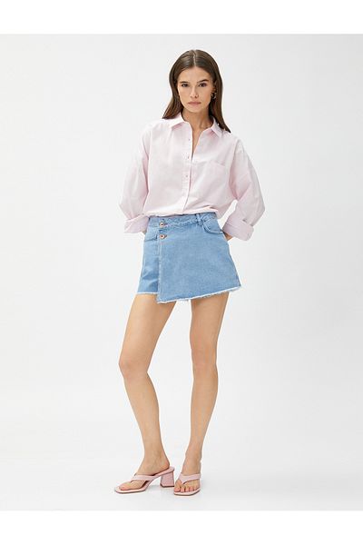 Koton Oversize Shirt Pocket Cotton