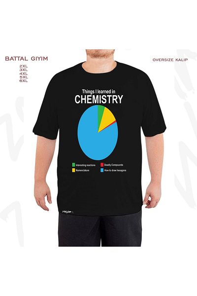 ZOKAWEAR Μαύρο μπλουζάκι με γραφική εκτύπωση Oversize Science Chemistry Battal (Bol) Mold