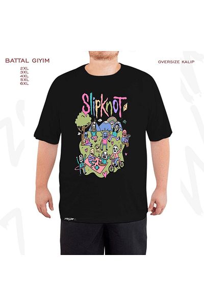 ZOKAWEAR Oversize Slipknot4 Printed Oversize (Bol) Fit Black T-Shirt