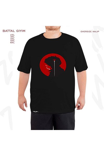 ZOKAWEAR Υπερμεγέθη μαύρο μπλουζάκι Cowboy Bebop Spike Spiegel με στάμπα μεγάλου μεγέθους
