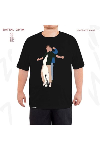 ZOKAWEAR Μαύρο μπλουζάκι με στάμπα Chandler and Joey σε μεγάλο μέγεθος