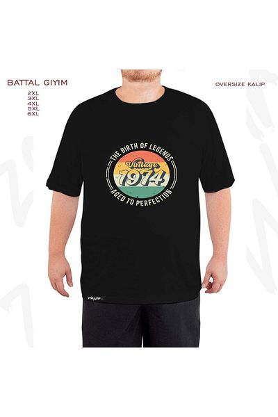 ZOKAWEAR Oversize Vintage 1974, 50α γενέθλια εμπριμέ μαύρο μπλουζάκι Battal (Bol) Mold
