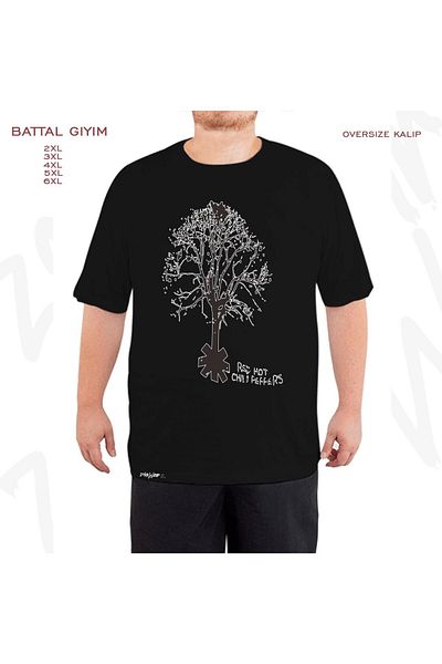 ZOKAWEAR Oversize Red Hot Chili Peppers v3 Printed Battal (Bol) Mold Μαύρο T-Shirt