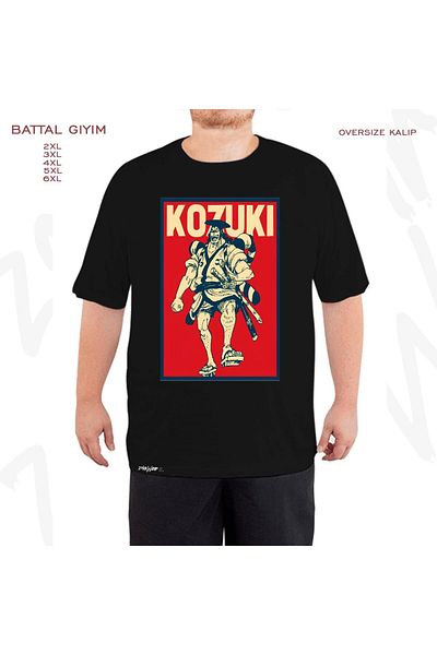 ZOKAWEAR Oversize Kozuki Oden Printed Battal (Bol) Μαύρο T-Shirt