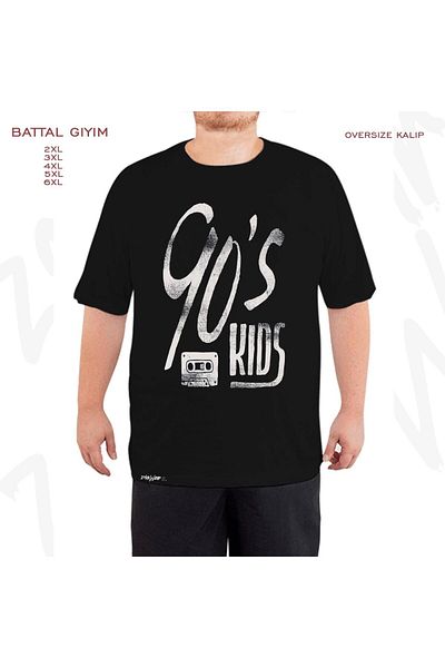 ZOKAWEAR Υπερμεγέθη 90's Child Nostalgia ρετρό εμπριμέ μαύρο μπλουζάκι μεγάλου μεγέθους