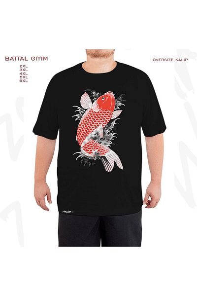 ZOKAWEAR Akira Nishikiyama Koi Yakuza Printed - Oversize Μαύρο T-Shirt