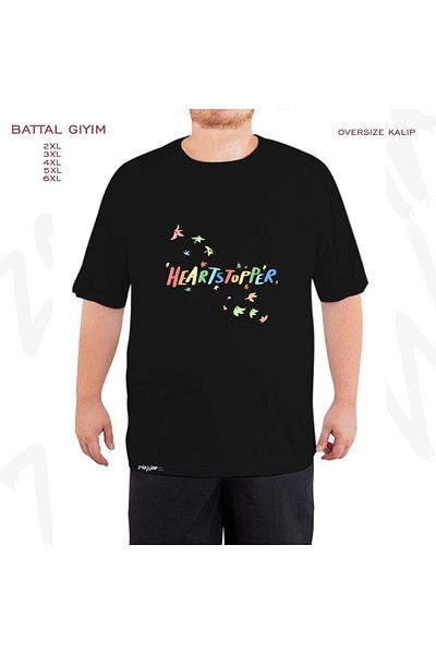 ZOKAWEAR Oversize Heartstopper Leaves autunm Μαύρο μπλουζάκι με στάμπα μεγάλου μεγέθους