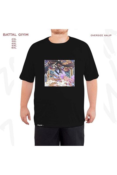 ZOKAWEAR Υπερμεγέθη Μαύρο T-Shirt με στάμπα Madoka Homura