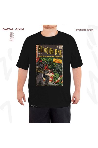 ZOKAWEAR Υπερμεγέθη Bloodborne Comic Cover Fan Art Printed Battal (Bol) Mold Μαύρο T-shirt