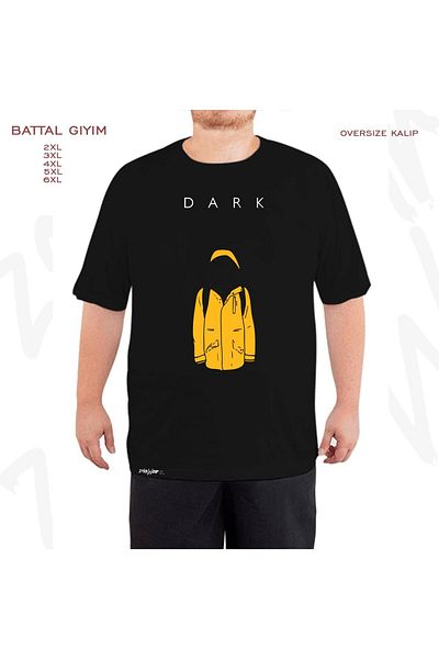 ZOKAWEAR Μαύρο μπλουζάκι μεγάλου μεγέθους Jonas Dark Printed Battal (Bol) Mold