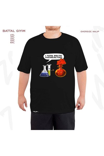 ZOKAWEAR Oversize Chemistry You Are Overreacting Μαύρο μπλουζάκι με στάμπα μεγάλου μεγέθους