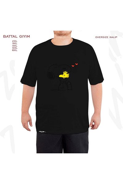 ZOKAWEAR Υπερμεγέθη Μαύρο T-Shirt με στάμπα Snoopy And Dog