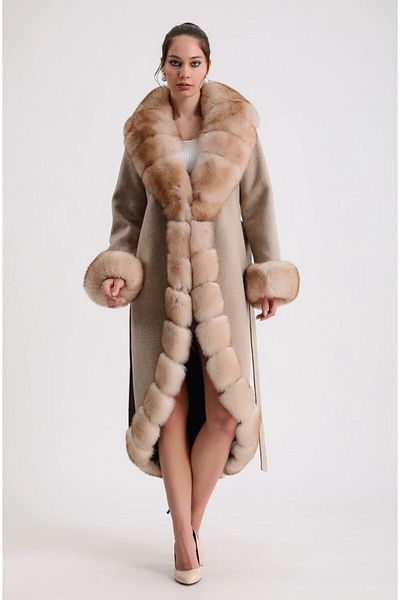 By Marki Marki Women's Beige Cashmere Overcoat - 120 Cm, Full Length Custom Coat