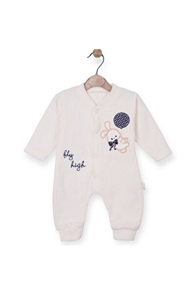 Nayinom NAYİNOM %100 PAMUKLU KADİFE TAVŞANLI BEYAZ TULUM