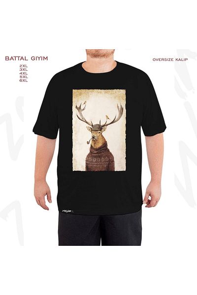 ZOKAWEAR Μαύρο μπλουζάκι Oversize Smoking Pipe Deer Printed King (Bol) Mold