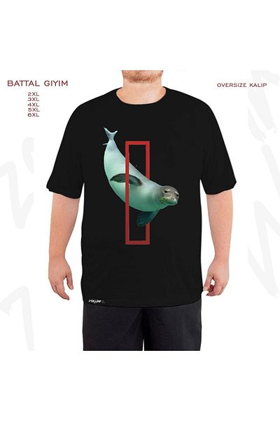 ZOKAWEAR Μαύρο μπλουζάκι Oversize Nat Geo Mediterranean Seal Printed Oversize (Bol) Mold