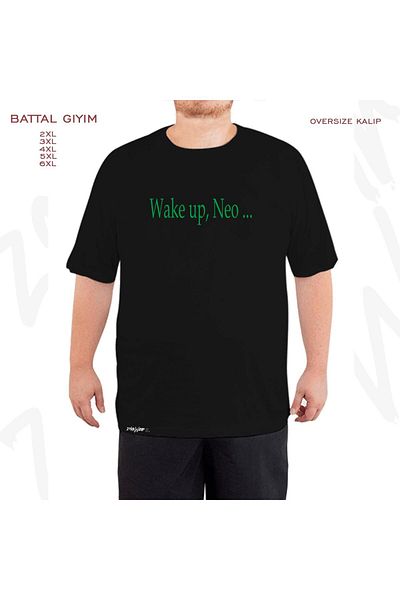 ZOKAWEAR Υπερμεγέθη Wake Up Neo Ταινία The Matrix Printed Battal (Μπολύ) Μαύρο T-Shirt