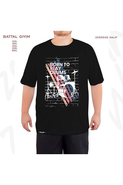 ZOKAWEAR Oversize Drum 3 Printed Battal (Bol) Mold Μαύρο T-Shirt