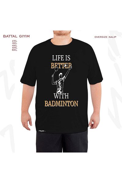 ZOKAWEAR Tricou oversize cu imprimeu Badminton Battal (Bol) Mold negru