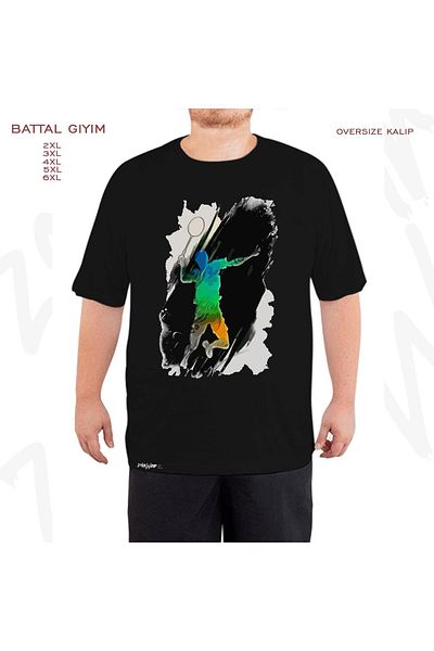 ZOKAWEAR Μαύρο μπλουζάκι μπάντμιντον με ειδική εκτύπωση Battal (Bol) Mold