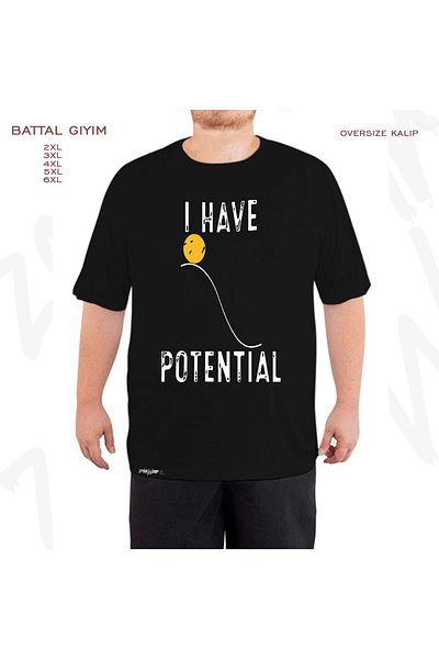 ZOKAWEAR Μαύρο μπλουζάκι Oversize Physics Potential Energy Printed Battal (Bol) Mold