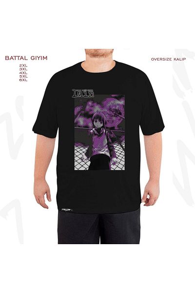 ZOKAWEAR Μαύρο μπλουζάκι Oversize Serial Experiments Lain 2 Printed Battal (Bol) Mold