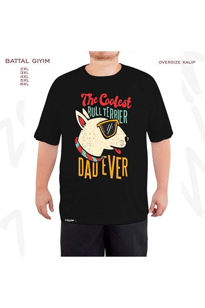 ZOKAWEAR Oversize Bull Terrier Printed Battal (Bol) Mold Μαύρο T-Shirt