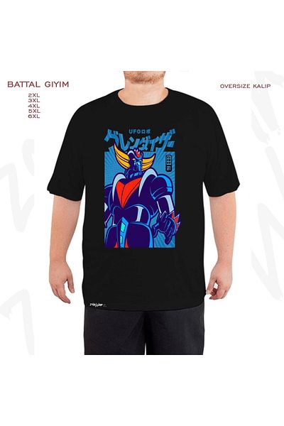 ZOKAWEAR Oversize 203 Pop Grendizer Printed Oversize (Bol) Μαύρο T-Shirt