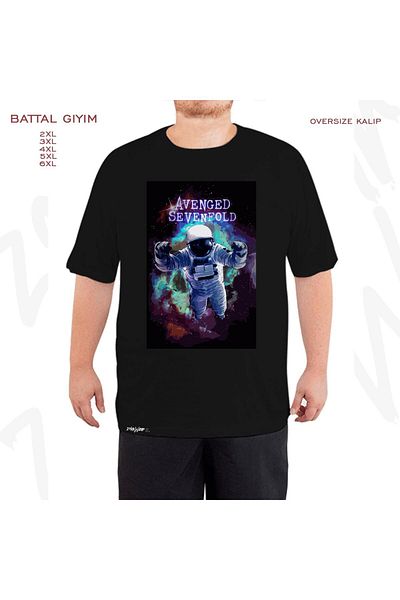 ZOKAWEAR Μαύρο μπλουζάκι Oversize Space Avenged Sevenfold Printed Battal (Bol) Mold